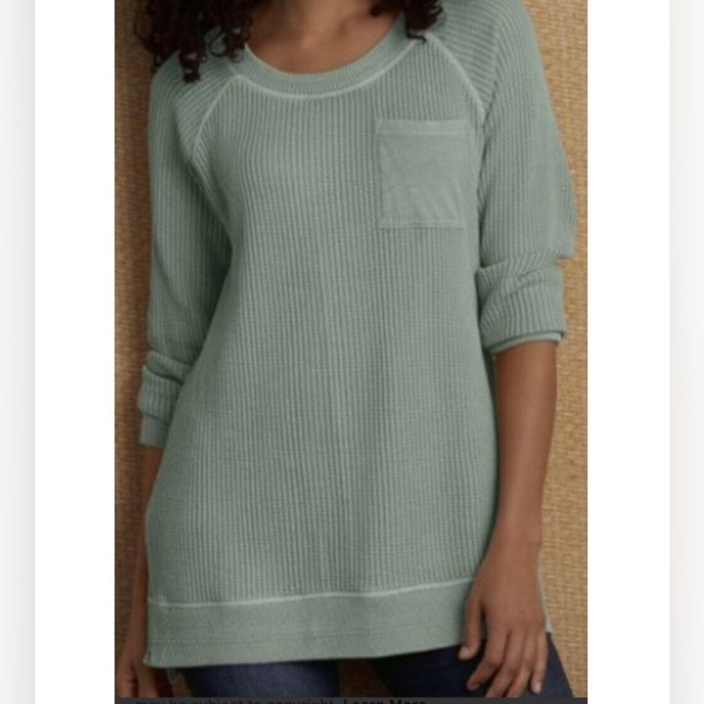 Yellow Soft Surroundings Long sleeve Waffle Thermal tunic top